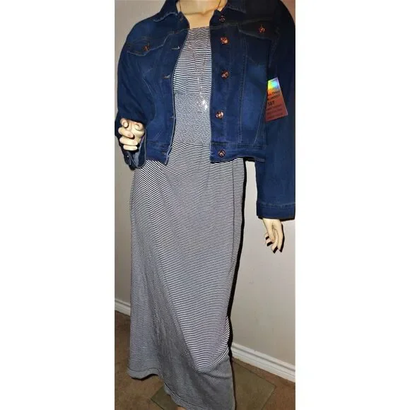 Lark + Grey Dresses | Women's Lark & Grey Striped Tube Maxi Dress, Denim Jacket Set M | Color: Blue | Size: M | Pm-84912281's Closet
